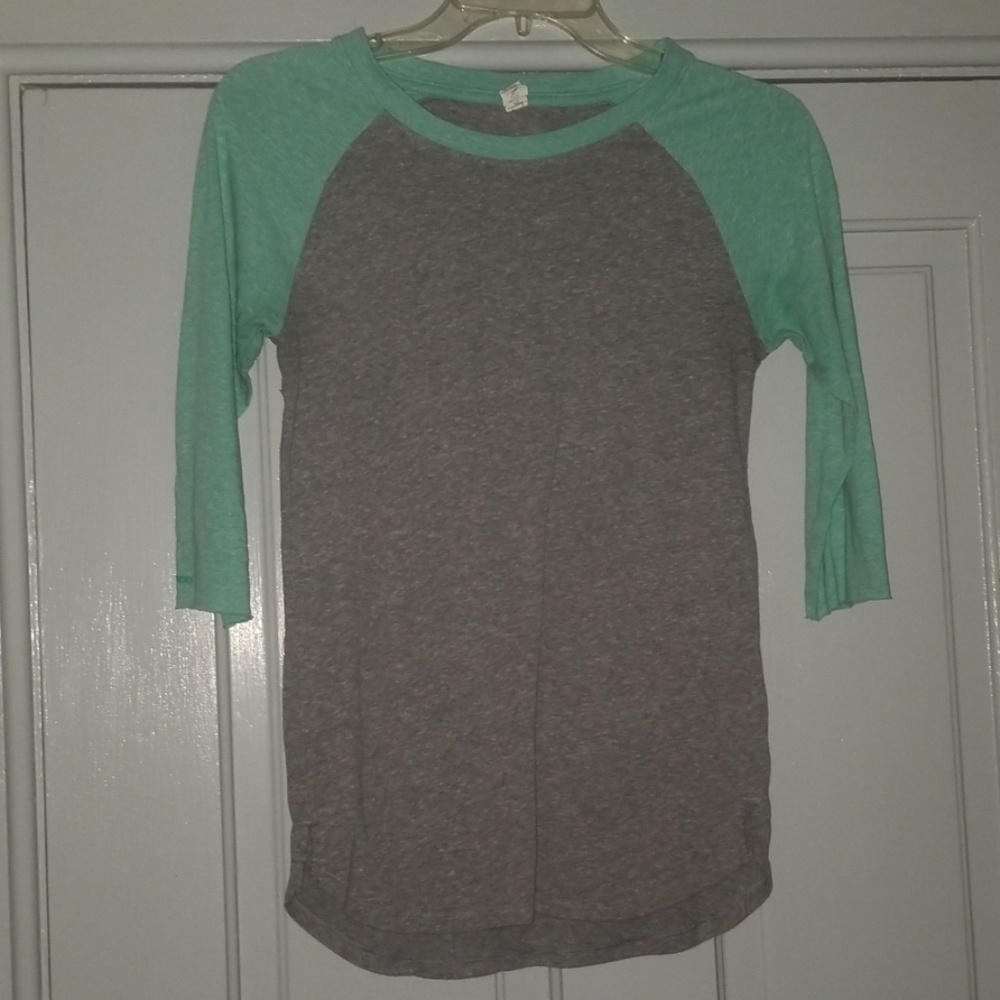 Women's Gray & Mint Raglan Baseball Tee